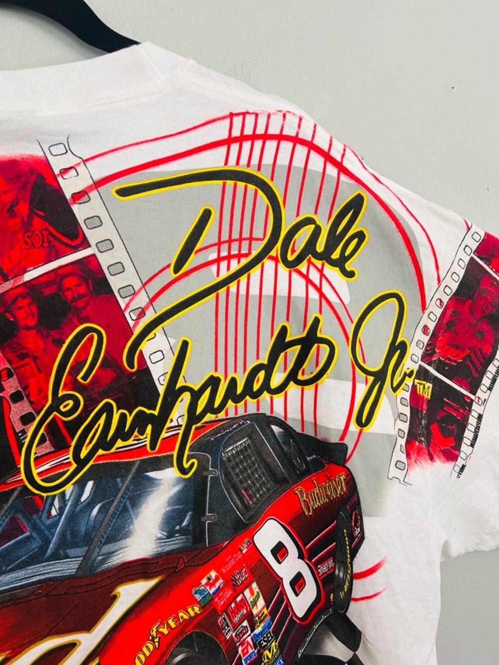 Vintage Dale Earnhardt Jr Budweiser NASCAR Tee L Y2K Racing Graphic AOP Style - Picture 6 of 8